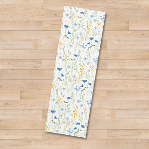 Waterverf Wilde Bloem Blauw Geel Yogamat