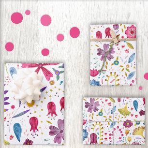 Waterverf Wilde Bloem Botanisch Inpakpapier Vel