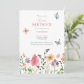 Waterverf Wilde bloem Bridal Shower Kaart (Staand voorkant)