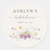 Waterverf Wilde Bloem Bruiloft Sticker (Voorkant)
