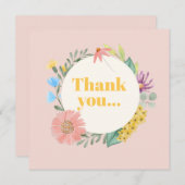 Waterverf Wilde bloem, eerste geboorte Bedankkaart (Voorkant / Achterkant)