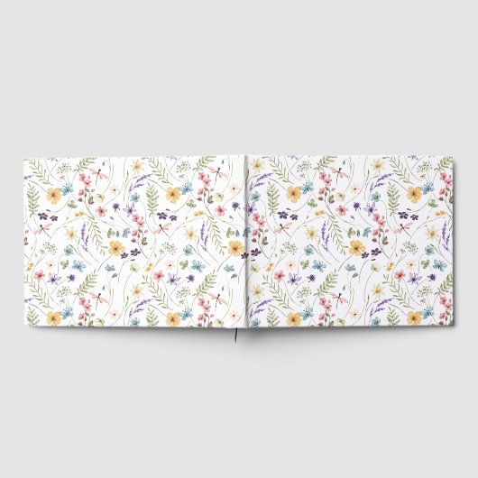 Waterverf Wilde Bloem en Vlinders Patroon Gastenboek (Volledig)