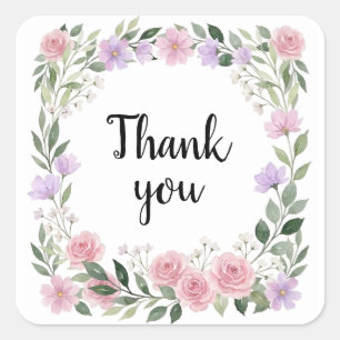 Waterverf Wilde Bloem Florale Bedankt Sticker