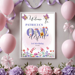 Waterverf wilde bloem Onederful verjaardag welkom Poster