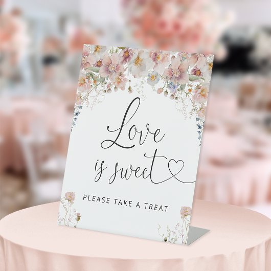 Waterverf Wilde Bloem Paarse Bruidsbehandeling Reclamebord Met Voetstuk