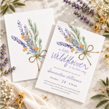 Waterverf Wilde Bloem Paarse Lavendel Baby Shower