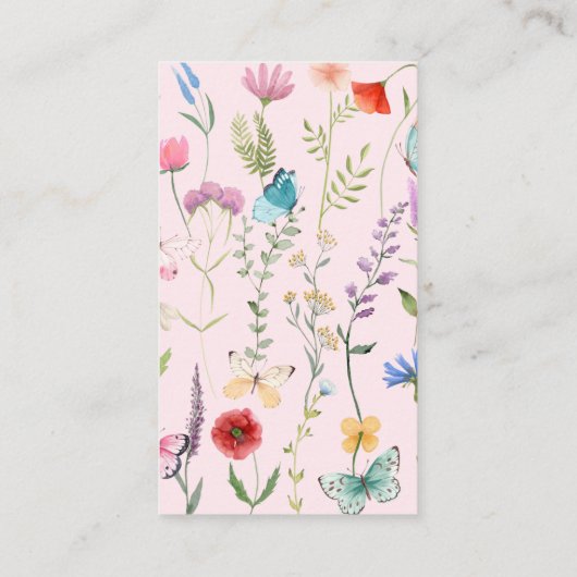 Waterverf Wilde bloem Roze luierspoel Informatiekaartje (Achterkant)