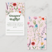 Waterverf Wilde bloem Roze luierspoel Informatiekaartje (Voorkant / Achterkant)