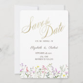 Waterverf Wilde bloem sparen de Datum Save The Date (Voorkant)