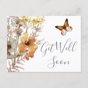 Waterverf wilde bloem spoedig hersteld briefkaart
