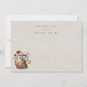 Waterverf Wilde Bloem Theepartij Bruidsuitnodiging Bedankkaart (Voorkant)