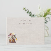 Waterverf Wilde Bloem Theepartij Bruidsuitnodiging Bedankkaart (Staand voorkant)