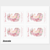  Waterverf Wilde bloem Unicorn Valentijn Rechthoekige Sticker (Vel)