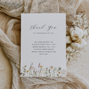 Waterverf wilde bloemen baby shower dank u kaart