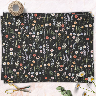 Waterverf Wilde Bloemen Bloem Botanisch Patroon Tissuepapier