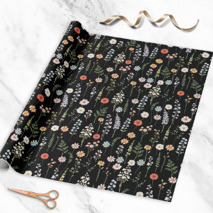 Waterverf Wilde Bloemen Bloemrijk Botanisch Patroo Cadeaupapier
