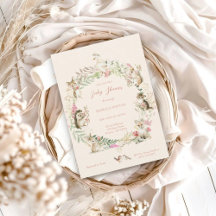 Waterverf Wilde Bloemen Bosdieren Baby Shower