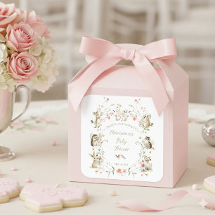 Waterverf Wilde Bloemen Bosdieren Baby Shower Vierkante Sticker