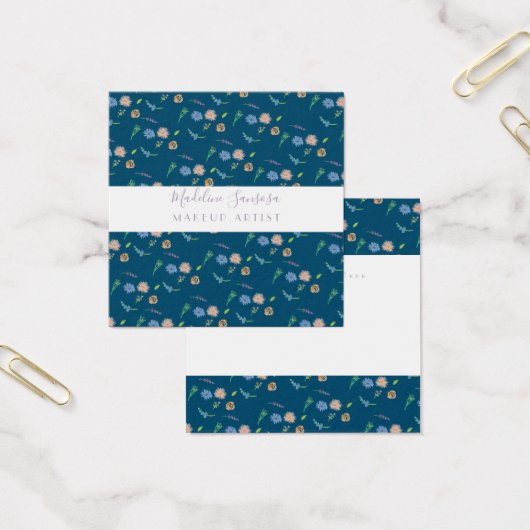 Waterverf Wilde Bloemen Botanisch Evenementontwerp Vierkante Visitekaartjes (Kantoor)