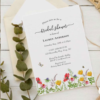 Waterverf wilde bloemen Bridal doucheuitnodiging Aankondiging