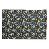 Waterverf wilde bloemen en bladeren patroon op zwa kussensloop (Achterkant-Links)