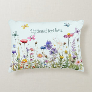 Waterverf wilde bloemen en vlinder accent kussen