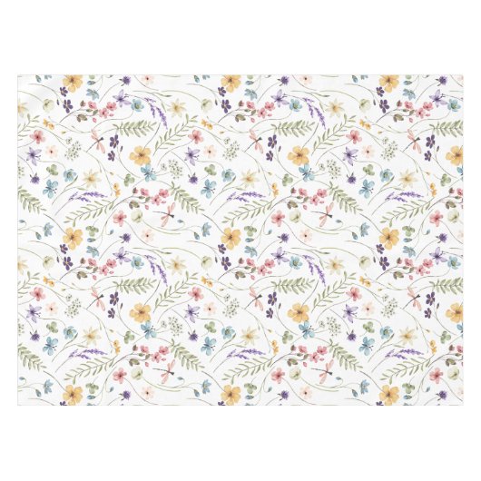 Waterverf wilde bloemen en vlinders patroon tafelkleed (Voorkant (Horizontaal))
