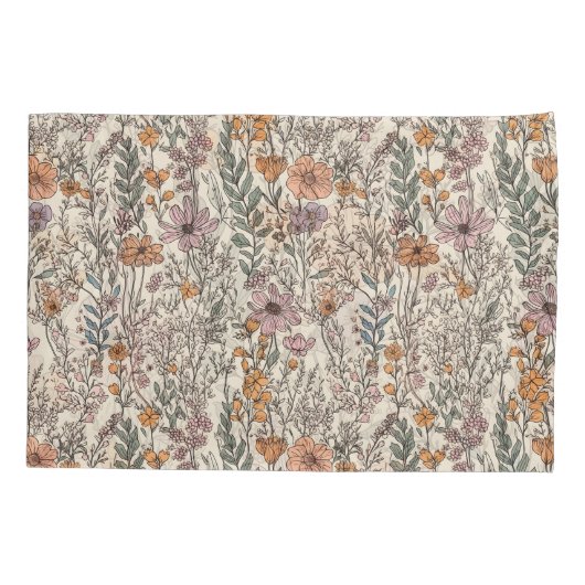 Waterverf wilde bloemen kussensloop (Achterkant)