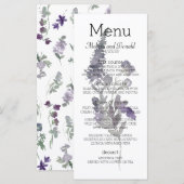 Waterverf wilde bloemen lavender Floral Menu (Voorkant / Achterkant)