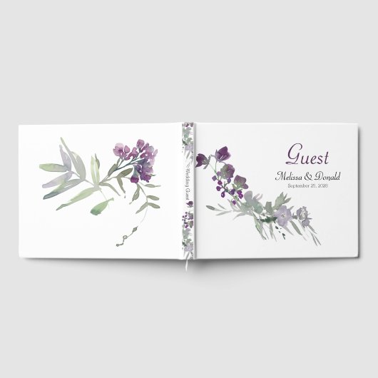 Waterverf wilde bloemen lavender Floral Wedding Gastenboek (Volledig)