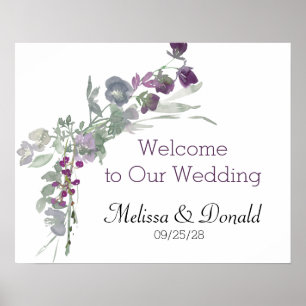 Waterverf wilde bloemen lavender Floral Wedding Poster