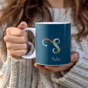 Waterverf wilde bloemen met blauwe mok