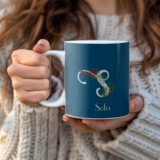 Waterverf wilde bloemen met blauwe mok