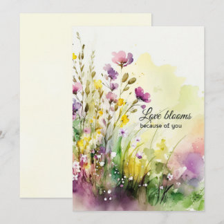 Waterverf Wilde Bloemen Moederdag Paars Geel Feestdagenkaart