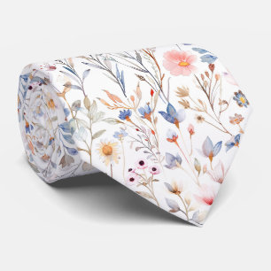 Waterverf Wilde Bloemen Patroon Stropdas