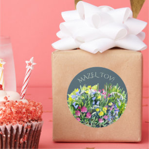 Waterverf wilde bloemen ronde sticker