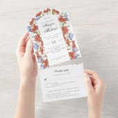 Waterverf wilde bloemen rsvp verbonden bruiloft all in one uitnodiging (Afscheurbaar)