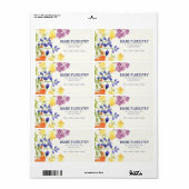 Waterverf Wilde bloemen schilderen Etiket (Full Sheet)