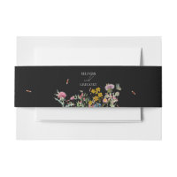 Waterverf wilde bloemen tuin bruiloft zwart Boho