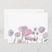 Waterverf Wilde bloemen Uitnodiging Briefkaart (Voorkant / Achterkant)