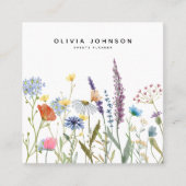 Waterverf wilde bloemen vierkante visitekaartje (Voorkant)