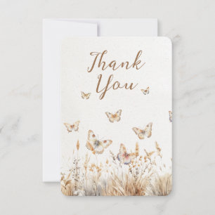 Waterverf Wilde Bloemen Vlinder Boho Baby Shower Bedankkaart