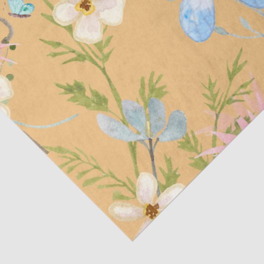 Waterverf wilde bloemen vlinderbloemontbinding tissuepapier (Detail)