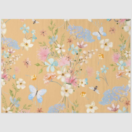 Waterverf wilde bloemen vlinderbloemontbinding tissuepapier (Voorkant)