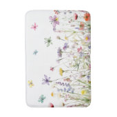 Waterverf wilde bloemen vlinders weide delicaat badmat (Voorkant Verticaal)