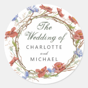 Waterverf wilde bloemen Weddenschap Envelope Seal Ronde Sticker