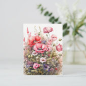 Waterverf Wilde Bloemen Zomerweide Briefkaart (Staand voorkant)