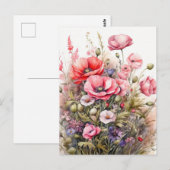 Waterverf Wilde Bloemen Zomerweide Briefkaart (Voorkant / Achterkant)