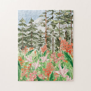 Waterverf Wilde Bloemenwei Bloemstuk Legpuzzel