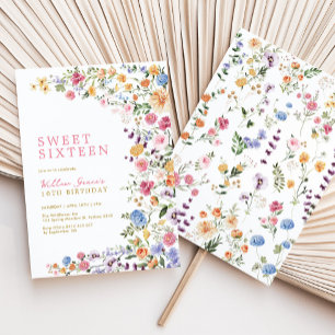 Waterverf Wilde Bloemenwei Sweet 16 Kaart